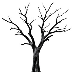 Obraz premium Silhouette of a bare tree isolated on transparent background