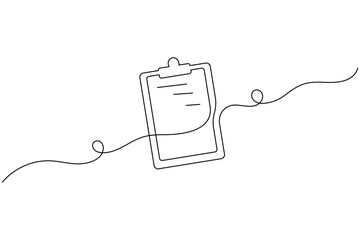 Obraz premium Clipboard with Checklist Icon Continuous One Line Drawing Task List Vector Illustration