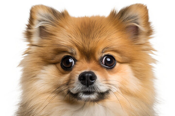 Obraz premium Close Up Pomeranian Face Isolated on White Background