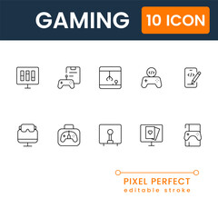 Obraz premium gaming and esports icon set, video game controller headset symbols, modern flat vector online gaming UI icons