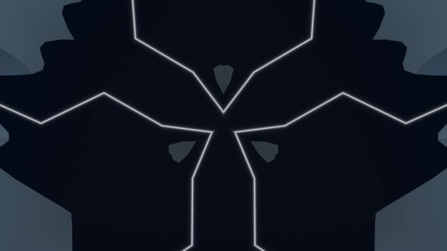 Abstract Dark Blue and Grey Symmetrical Pattern Loop Background.