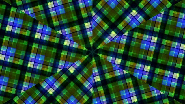 Vibrant Plaid Pattern Rotating Motion Graphic.
