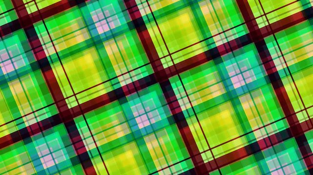 Vibrant Green and Red Plaid Pattern Abstract Background Loop.