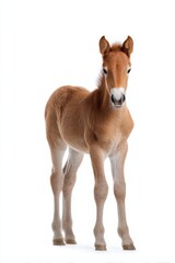 Obraz premium Cute young foal standing on white background