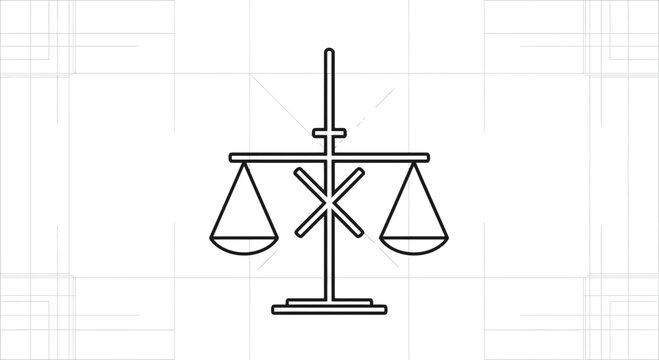 Minimalist Equilibrium Concept Depicting Balance and Impartiality Law Justice Icon