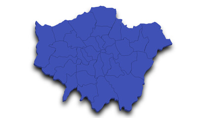 Fototapeta premium London Map. 3d Map of London borough with color. capital of England, UK, United Kingdom