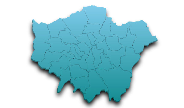 London Map. 3d Map of London borough with color. capital of England, UK, United Kingdom