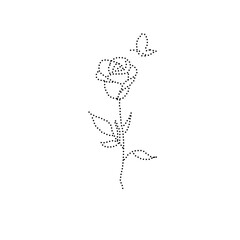 Pointillism Style Rose Flower Illustration