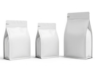 Set of three white zipper storage bags in various sizes