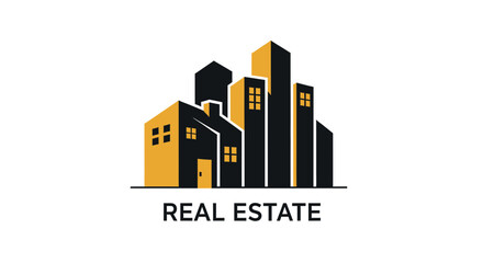 Fototapeta premium Minimalist Real Estate Logo Representing Urban Development And Property Ventures