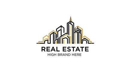 Fototapeta premium Minimalist Real Estate Logo Representing Property Sales And Urban Development Design