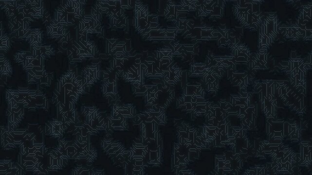 Abstract dark blue intricate geometric network pattern with glowing thin lines, suggesting digital technology, science, or abstract art, seamless background. Abstract