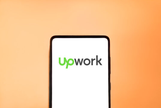 Upwork logo on a smartphone screen. Link&ouml;ping, &Ouml;sterg&ouml;tland, Sweden. 02-12-2026