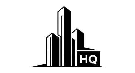 Modern Abstract Building HQ Symbol: Iconic Digital Image for Branding and Business