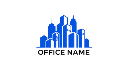 Modern Blue Cityscape Logo For Office Buildings, Property Development and Business