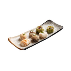 Assortment of Dim Sum on a Plate