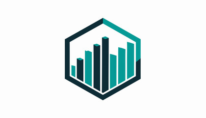 Fototapeta premium Modern Chart Analytics In Hexagon Frame Symbolizing Business Progress And Development
