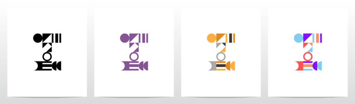 Geometric Shape Combination Mosaic Tiling Composition Letter Initial Logo Design I