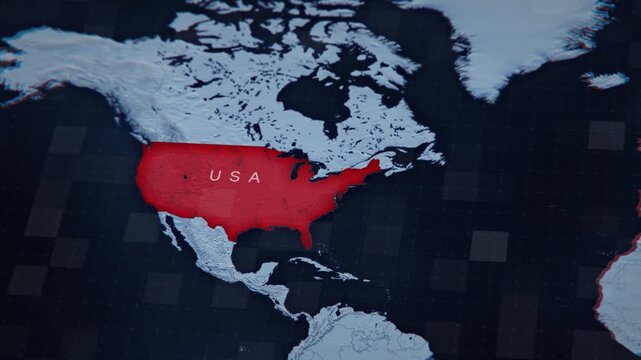 Animated map of the United States. Detailed 4K animation for news, business, education projects.