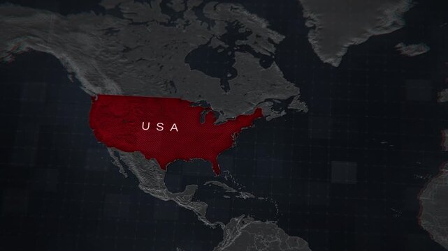 Animated map of the United States. Detailed 4K animation for news, business, education projects.