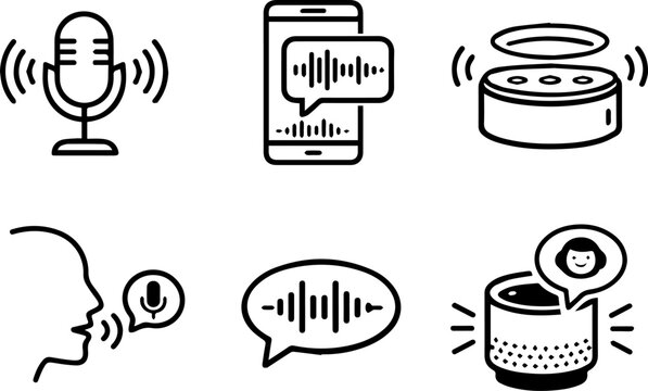 Smart speaker and voice interface icon set
