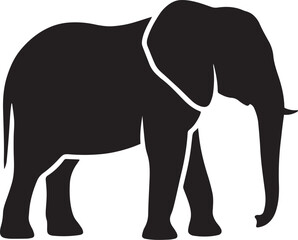 Obraz premium Elephant silhouette vector illustration isolated on white background showing a walking wild animal with trunk and tusks
