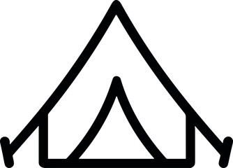 Simple outline drawing of a classic A-frame tent with a flap entrance © Bamby