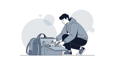 Man Packing Gym Bag With Essentials Preparing For Workout Session