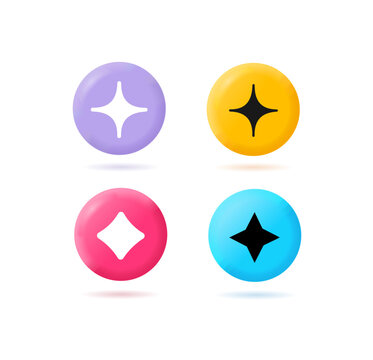 3d Color Button with Sparkle Sign Generate Concept Cartoon Design Style Isolated on a White Background. Vector illustration