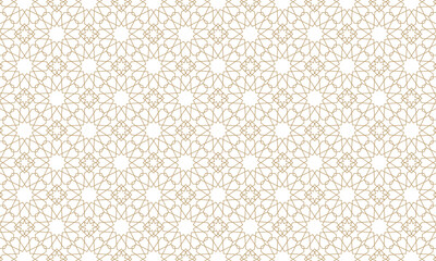 Abstract geometric seamless pattern in Arabesque style, Elegant Gold Floral Pattern Vector Illustration © MR Vector