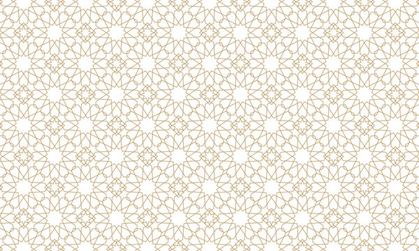 Abstract geometric seamless pattern in Arabesque style, Elegant Gold Floral Pattern Vector Illustration