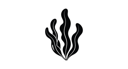 A minimalist illustration depicts tall dark seaweed or kelp fronds rising from a base creating a striking visual © Kuntol02