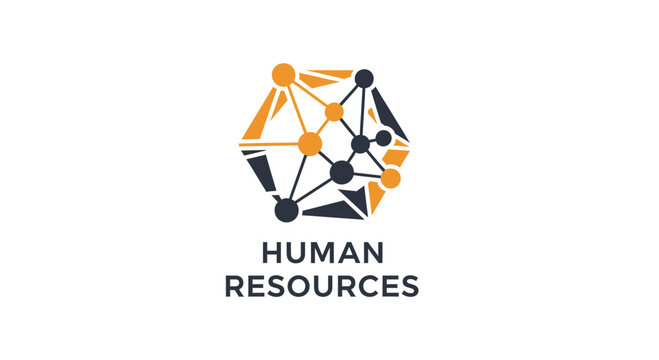 Modern Human Resources Emblem Featuring Networked Geometric Design and Elegant Colors