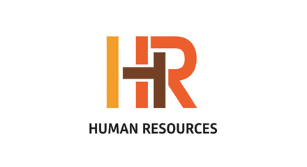 Obraz premium Modern Human Resources Logo Design With Colorful Initial Letters And Abstract Shapes