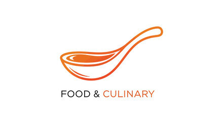 Fototapeta premium Orange Spoon Logo Representing Food And Culinary Activities Perfect for Restaurant Branding
