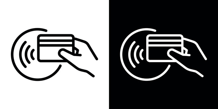 Contactless payment NFC icon. Tap to pay, mobile banking, wireless transaction symbol vector illustration.