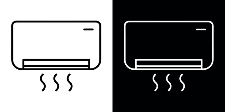 Air conditioner  icon set vector collection isolated in black and white style