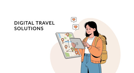 Modern Digital Nomad Planning Travel Itinerary On Tablet Device