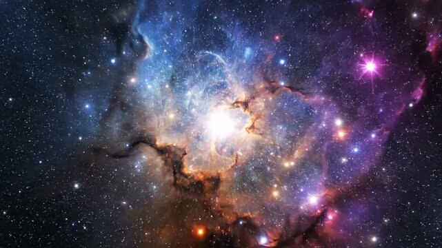 Vibrant Nebula in Deep Space with Stars and Cosmic Dust.