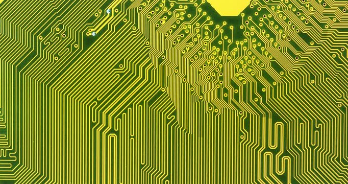 Computer motherboard. Details of mainboard back. Cinema 4K 60fps tilt video
