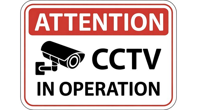 A red and white sign indicating that a cctv camera is in operation