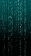 Abstract digital background with binary code. Artificial intelligence, machine learning, cybersecurity concept.