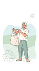Obraz premium Person Holding Reusable Bag Promoting Eco Friendly Shopping and Sustainability Efforts