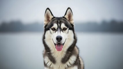 Smiling Husky Dog by Waterfront Serenity.