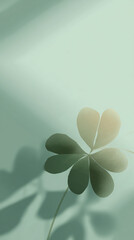 Vertical Soft Green Gradient Background with Clover Shadow Minimal Copy Space