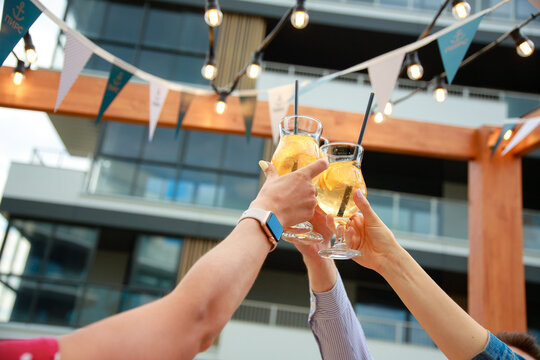 Refreshing Drink and Delicious Food at an Outdoor Cafe
