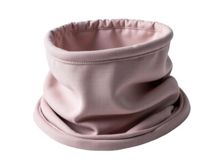 Close-up shot of a pink neck gaiter with a soft, fleecy texture