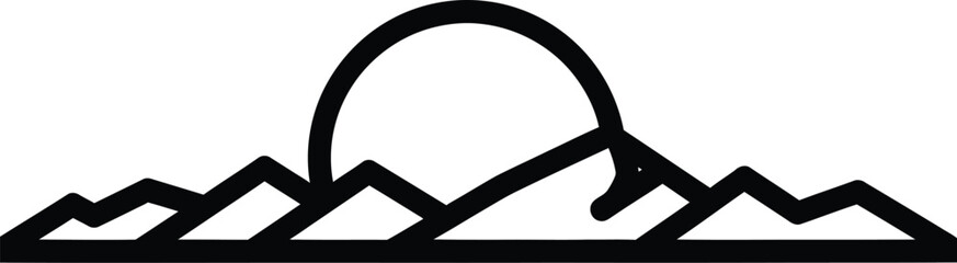 sunset over mountains, simple line art