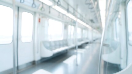 Fototapeta premium Empty Train Interior Blurry Background