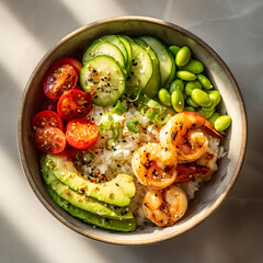 Shrimp and Avocado Poke Bowl